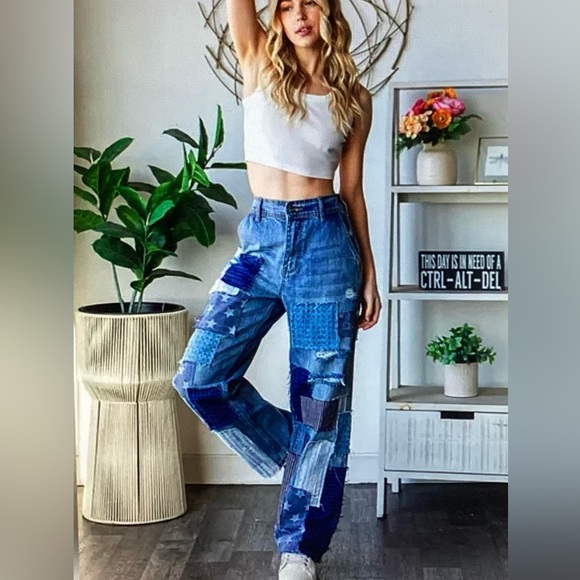 *STEAL* Oli & Hali Patchwork Denim Jeans - Picture 2 of 5